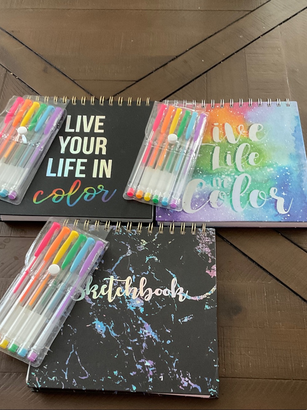Live Your Life in Color Spiral Notebook Set with Multicolor Accents